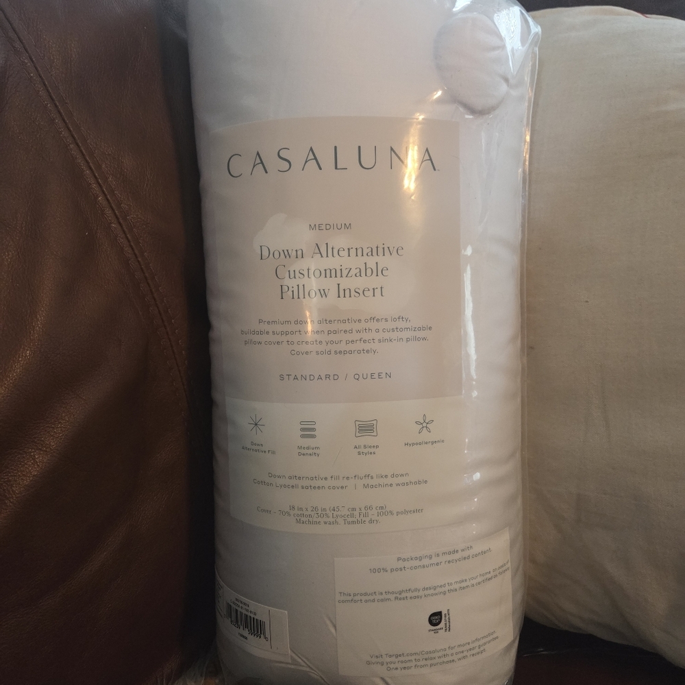 New Casaluna Down Alternative Customizable Pillow Insert Medium Standard Queen